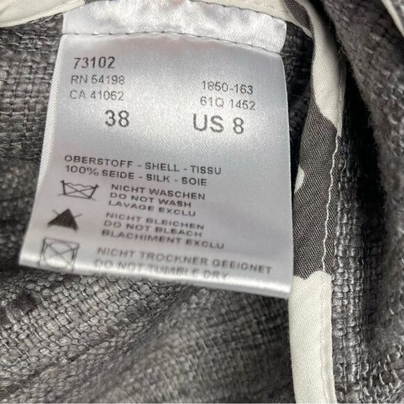 BOGNER Silk Tweed Boucle Blazer Jacket Gray Brown Cropped Bolero 3/4 Sleeve US 8 - Picture 13 of 16